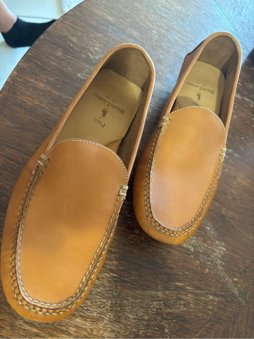 Polo by Ralph Lauren Men’s Cognac Leather Slip-On Loafers